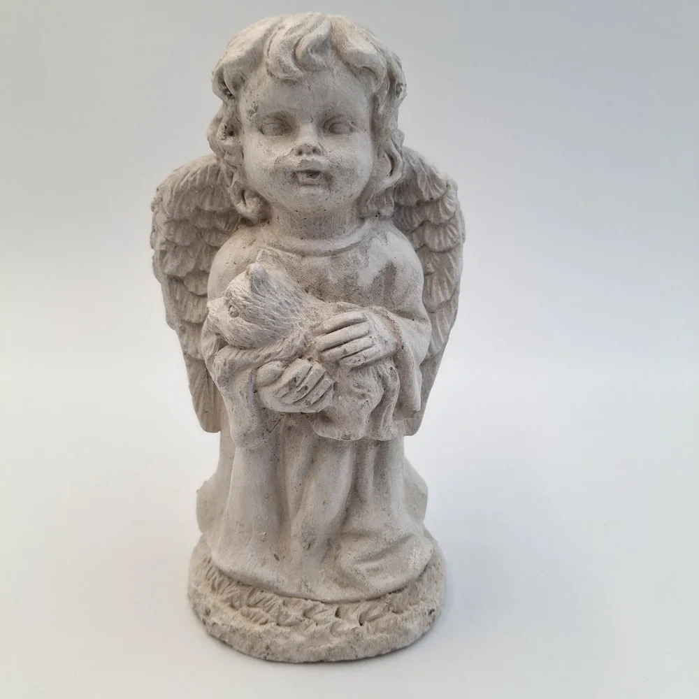 Vintage Momentum Brands Angel Cherub Holding Dog Puppy Figurine 5